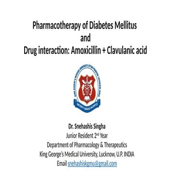 Pharmacotherapy of Diabetes Mellitus and Drug  interaction Amoxicillin and Clavulonic Acif