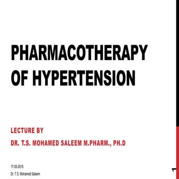 Pharmacotherapy of hypertension