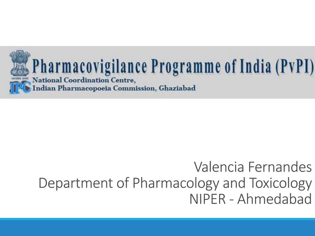 Pharmacovigilance program of India (PvPI) | PPTX