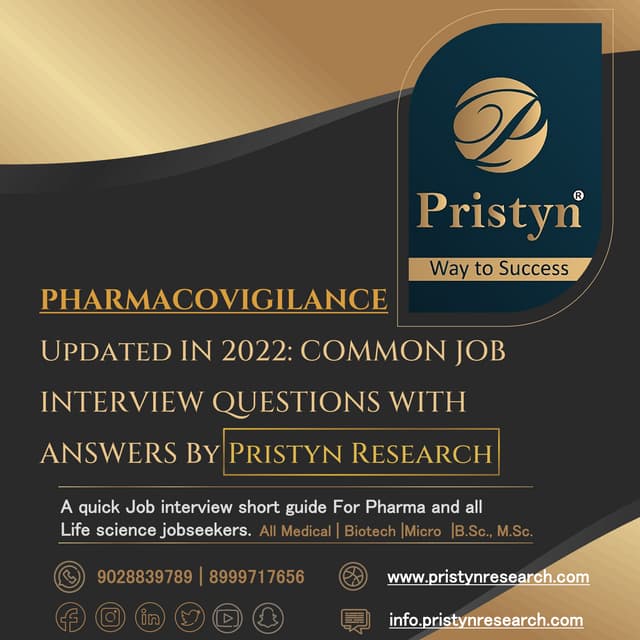PHARMACOVIGILANCE  COMMON JOB INTERVIEW QUESTIONS WITH ANSWERS-Updated IN 202...