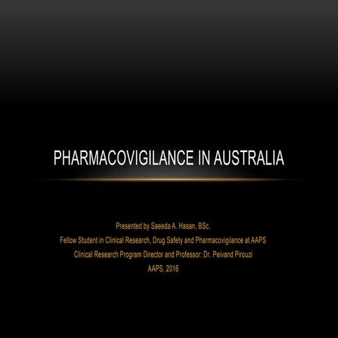 Pharmacovigilance in Australia