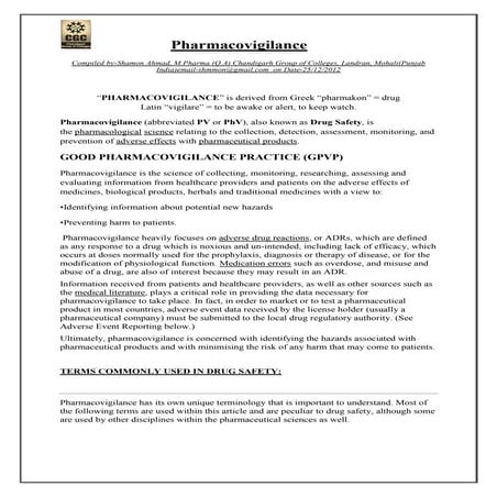 Pharmacovigilance pdf | PDF