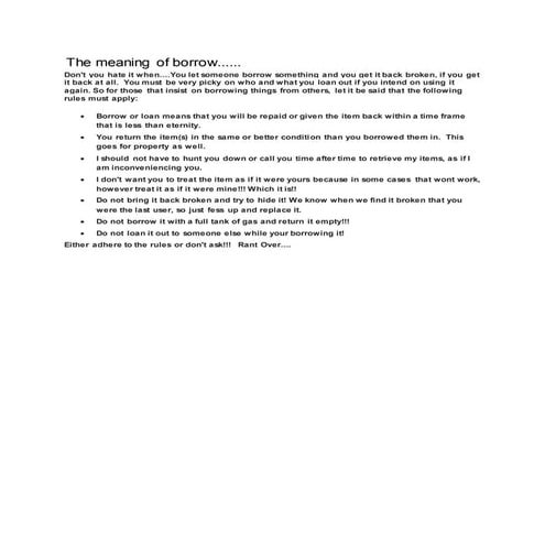 The meaning of borrow.....