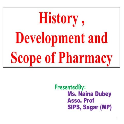History and development of Pharmacy in India