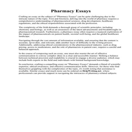 Pharmacy Essays | PDF