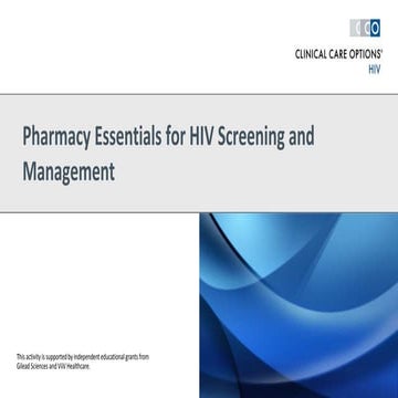 Pharmacy Essentials for HIV Screening and Management.2019