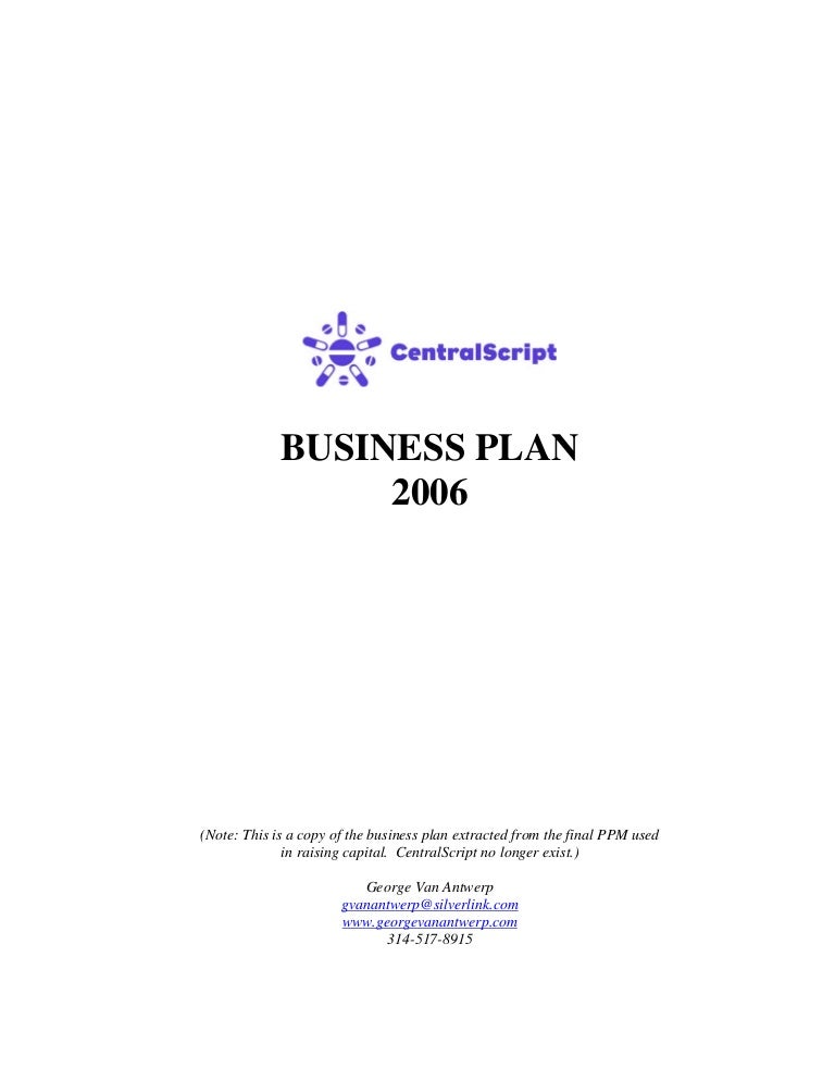 Pharmacy Kiosk Business Plan 2006