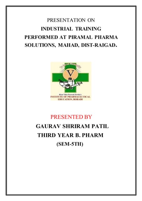 PHARMACEUTICAL INDUSTRIAL TRAINING REPORT .pdf
