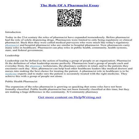 Pharmcas Essay Examples