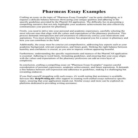 Pharmcas Essay Examples. PharmCAS Personal Essay Session UHCOP - YouTube