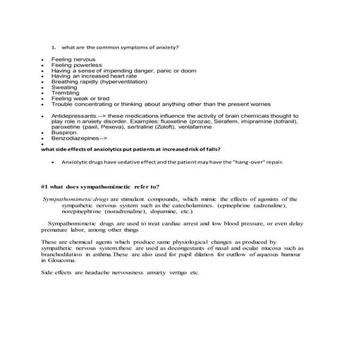 Pharm tutorial questions