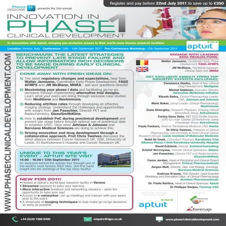 Pharma IQ's 2nd Annual Innovation in Phase I Clinical Development