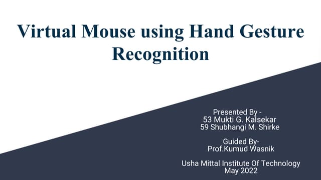 Virtual Mouse using hand gesture recognition