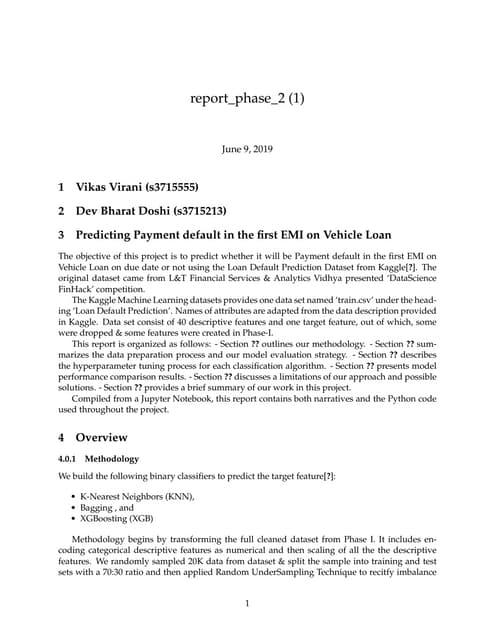 Phase 2 of Predicting Payment default on Vehicle Loan EMI