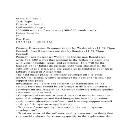 Phase 3 - Task 1Task TypeDiscussion BoardDeliverable Length.docx