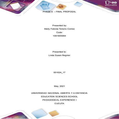 Phase 6 pedagogical experience i