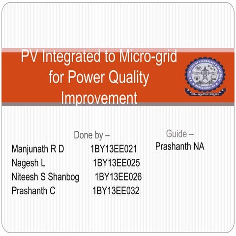 PV Integrated to Micro grid for power quality improvement