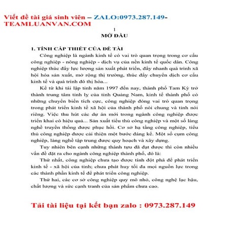 Phát triển công nghiệp trên địa bàn Thành phố Tam Kỳ, Tỉnh Quảng Na...