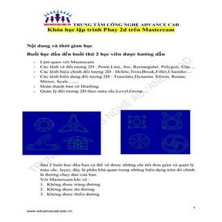 Khóa học phay 2D Mastercam