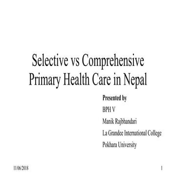 Selective Vs Comprehensive Primary Health Care in Nepal