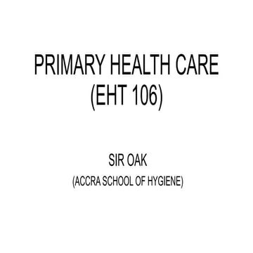 Concept of Primary Health Care