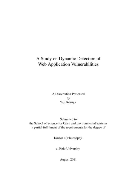 A Study on Dynamic Detection of Web Application Vulnerabilities