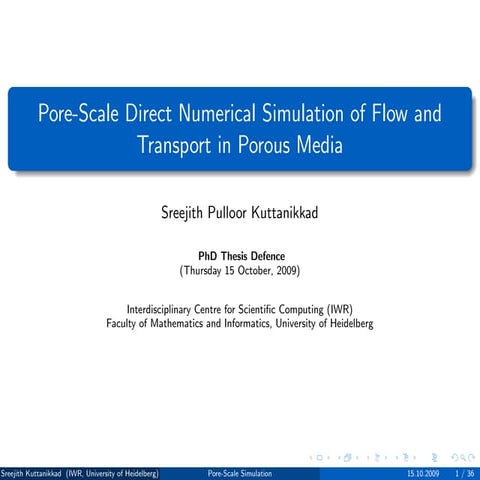 Pore-scale direct simulation of flow and transport in porous media