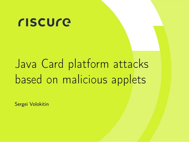 Атаки на платформу Java Card с использованием вредоносных апплетов
