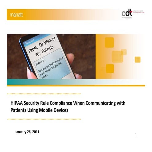 HIPAA Security Rule Compliance When Communicating with Patients Using Mobile ...