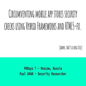 Обход проверки безопасности в магазинах мобильных приложений при помощи платф...