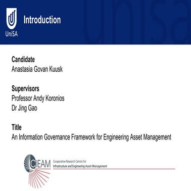 Information Governance Framework for Engineering Asset Management Organisations