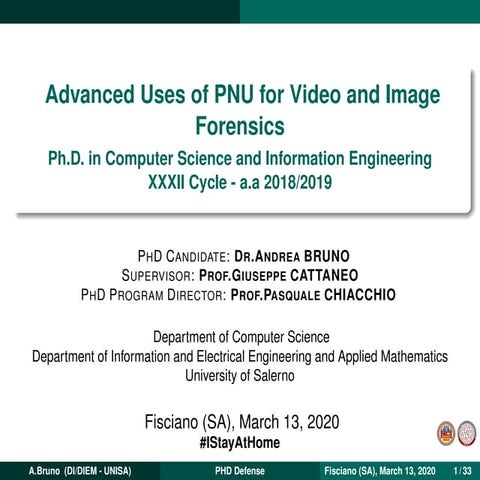 Advanced Uses of PNU for Video and Image Forensics - PhD Final Defense