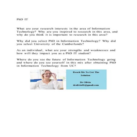 PhD ITWhat are your research interests in the area of Inform | DOCX