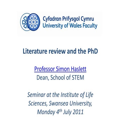 Literature review and the PhD