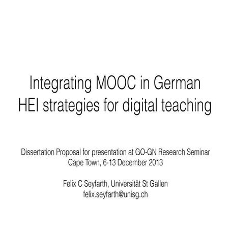 Integrating MOOC in German HEI strategies for digital teaching