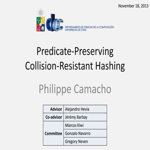 Predicate-Preserving  Collision-Resistant Hashing