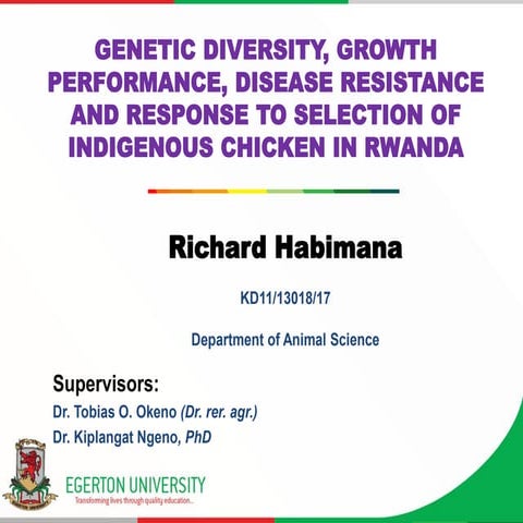 GENETIC DIVERSITY, GROWTH PERFORMANCE, DISEASE RESISTANCE AND RESPONSE ...