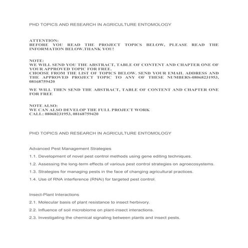 PHD TOPICS AND RESEARCH IN AGRICULTURE ENTOMOLOGY-27-05-24.docx