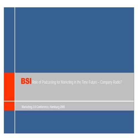 Role of Podcasting for Marketing in the Time Future – Company Radio?