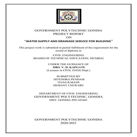 WATER SUPPLY AND DRAINAGE SERVICE FOR BUILDING