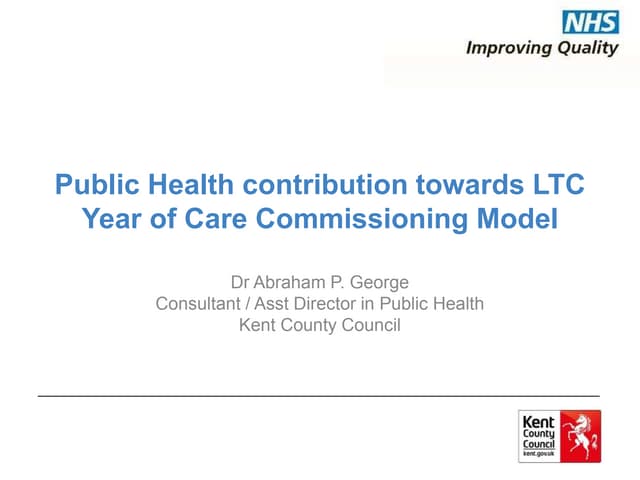 Public Health contribution towards LTC Year of Care Commissioning Model