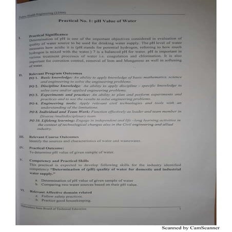 Public health engineering practical manual  CE5I 