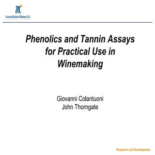 Phenolics assays - Tannins