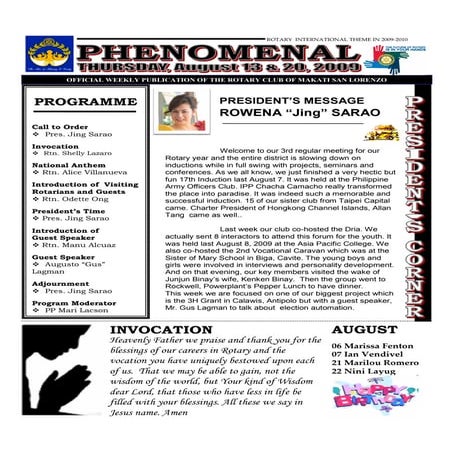 RCMSL Phenomenal Aug 13 And 20, 2009