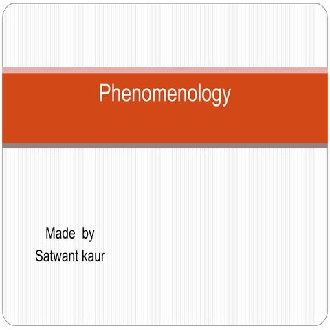 Phenomenology: concept, types, characteristics, purpose