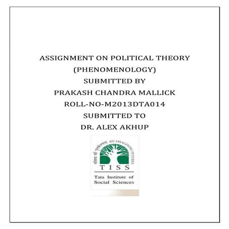 ASSIGNMENT ON PHENOMENOLOGY