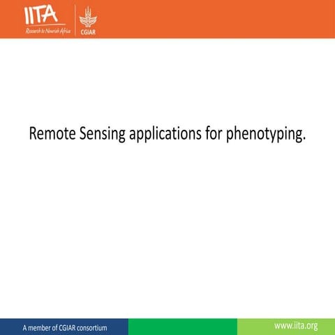 Remote Sensing applications for phenotyping