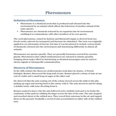Pheromones (Definition, discovery, classification, pheromones in animals, fun...