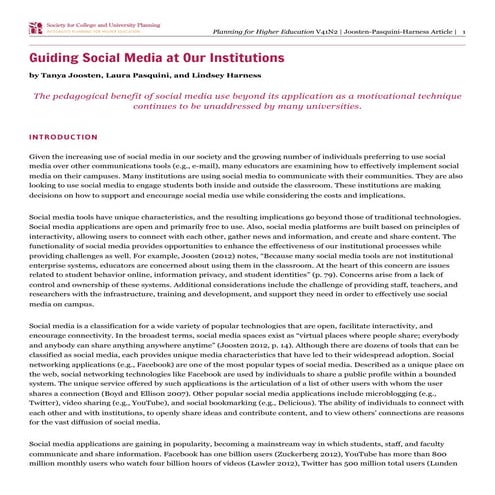 Guiding Social Media at Our Institutions