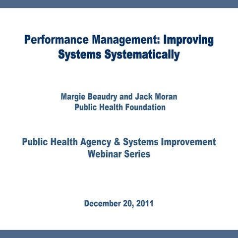 PHF nphpsp webinar pm framework 12.20.11